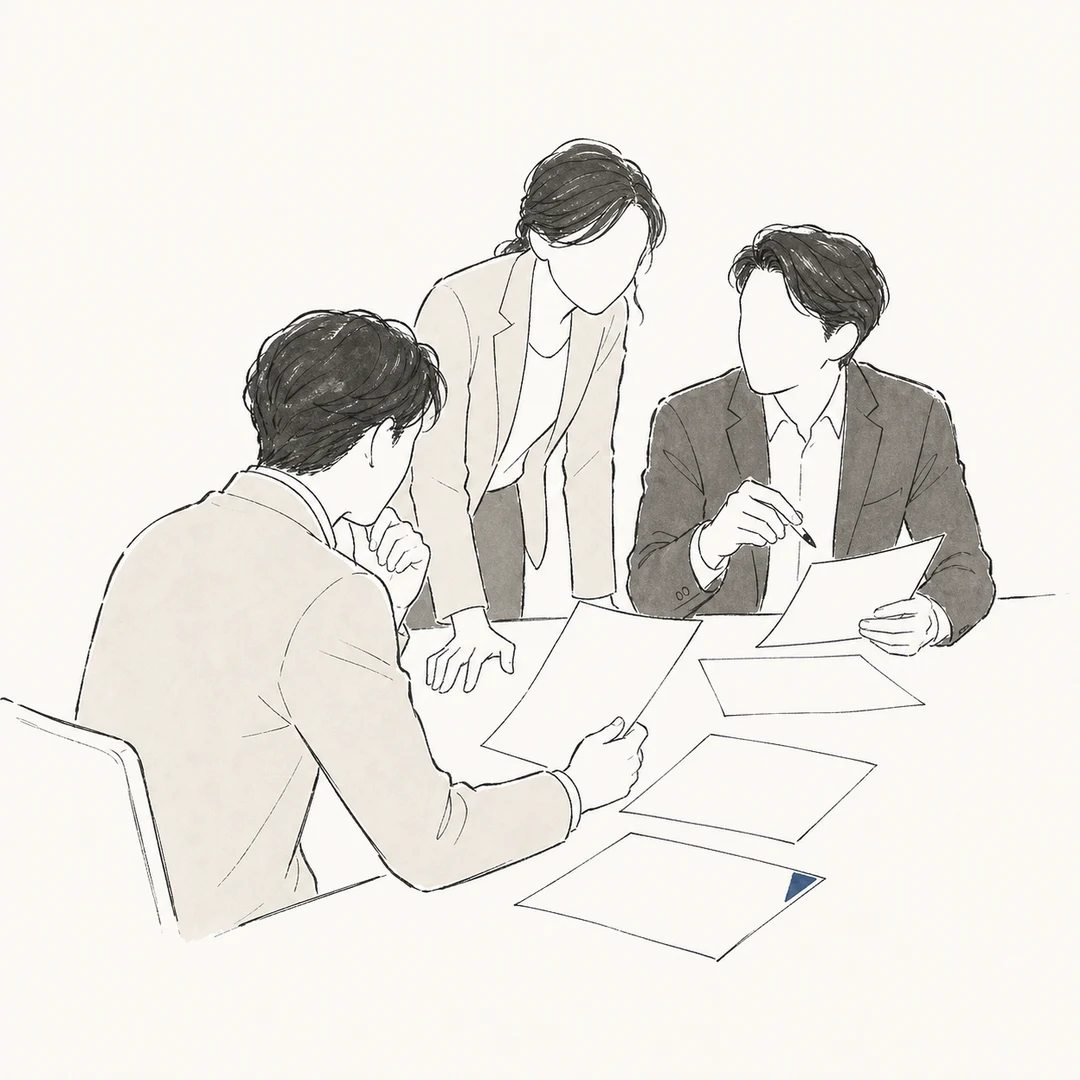 打ち合わせで議論を交わすビジネスチーム